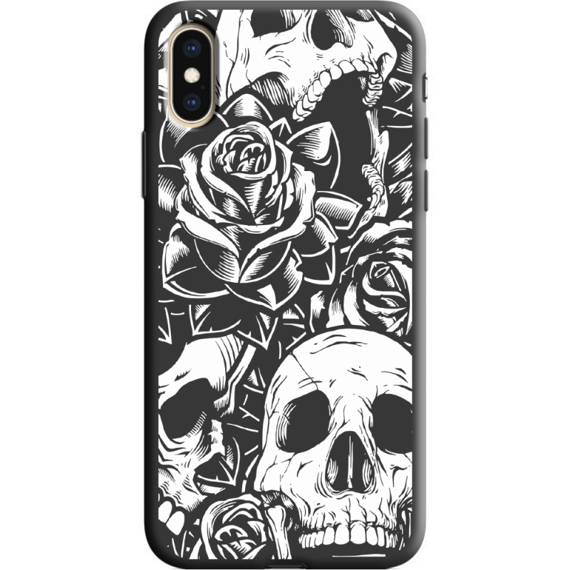 Черный чехол Uprint Apple iPhone XS Skull and Roses
