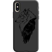 Черный чехол Uprint Apple iPhone XS Wolf and Raven