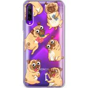 Прозрачный чехол Uprint Honor 9X Pro с 3D-глазками Pug