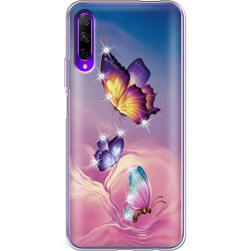 Чехол со стразами Honor 9X Pro Butterflies