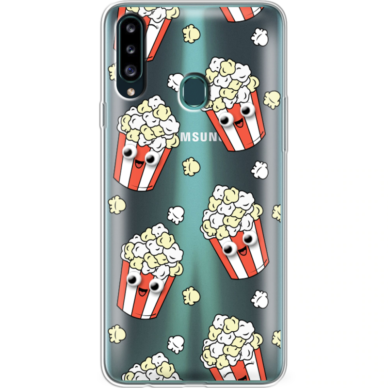 Прозрачный чехол Uprint Samsung A207 Galaxy A20s с 3D-глазками Popcorn