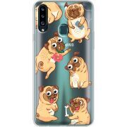 Прозрачный чехол Uprint Samsung A207 Galaxy A20s с 3D-глазками Pug