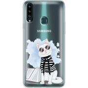Прозрачный чехол Uprint Samsung A207 Galaxy A20s Cat Style