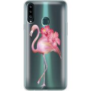 Прозрачный чехол Uprint Samsung A207 Galaxy A20s Floral Flamingo