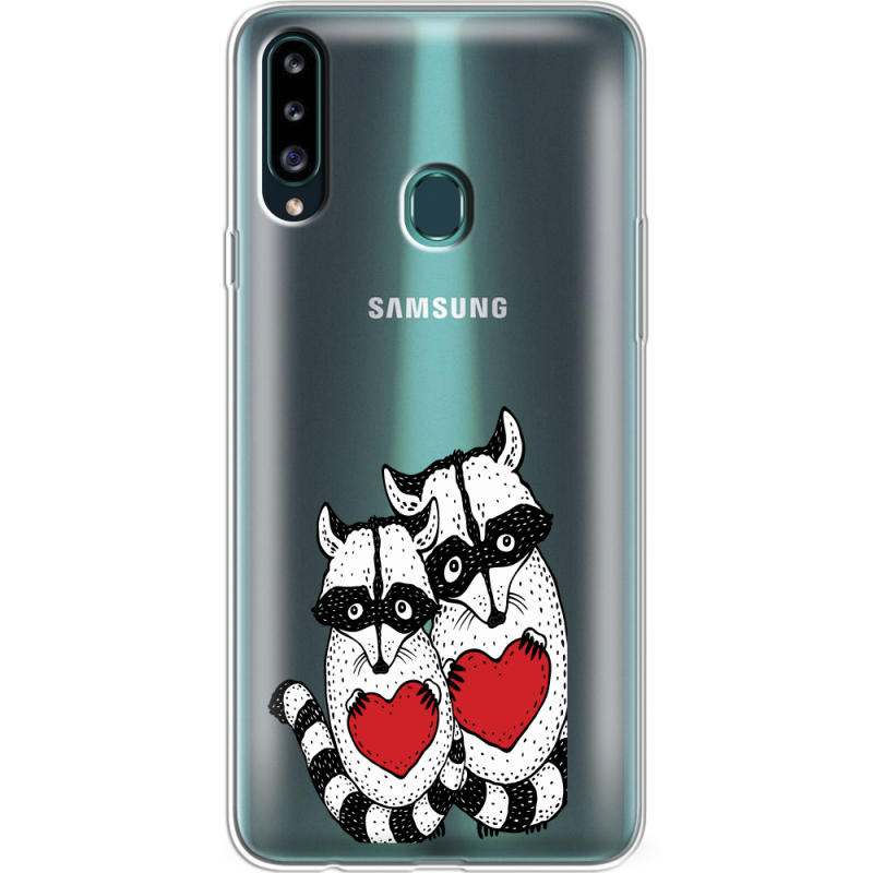 Прозрачный чехол Uprint Samsung A207 Galaxy A20s Raccoons in love