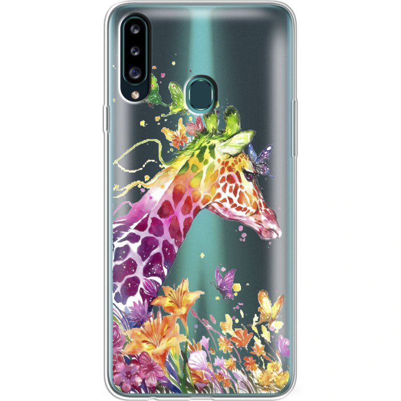 Прозрачный чехол Uprint Samsung A207 Galaxy A20s Colorful Giraffe