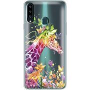 Прозрачный чехол Uprint Samsung A207 Galaxy A20s Colorful Giraffe