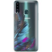 Прозрачный чехол Uprint Samsung A207 Galaxy A20s Feathers