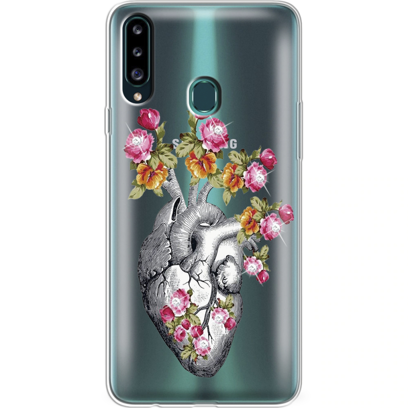 Чехол со стразами Samsung A207 Galaxy A20s Heart