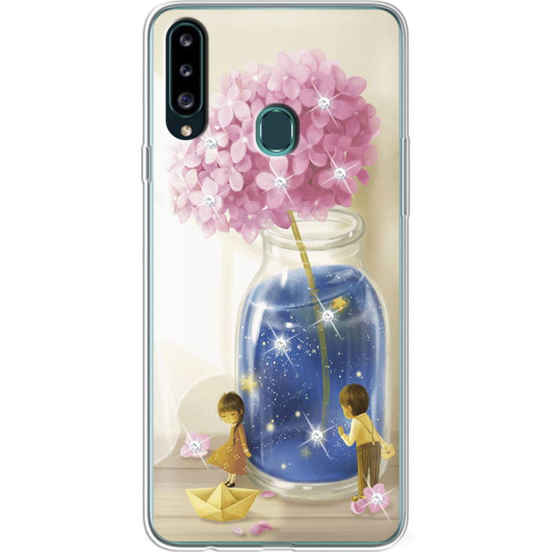 Чехол со стразами Samsung A207 Galaxy A20s Little Boy and Girl