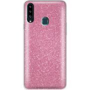 Чехол с блёстками Samsung A207 Galaxy A20s Розовый