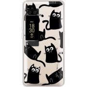 Прозрачный чехол Uprint Meizu Pro 7 Plus с 3D-глазками Black Kitty