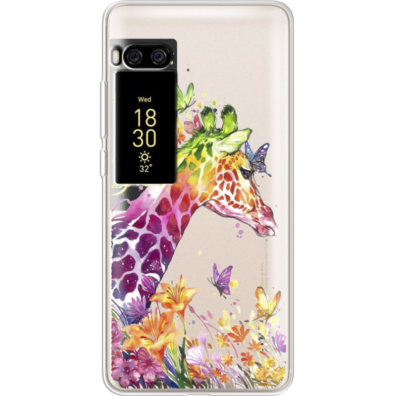 Прозрачный чехол Uprint Meizu Pro 7 Plus Colorful Giraffe