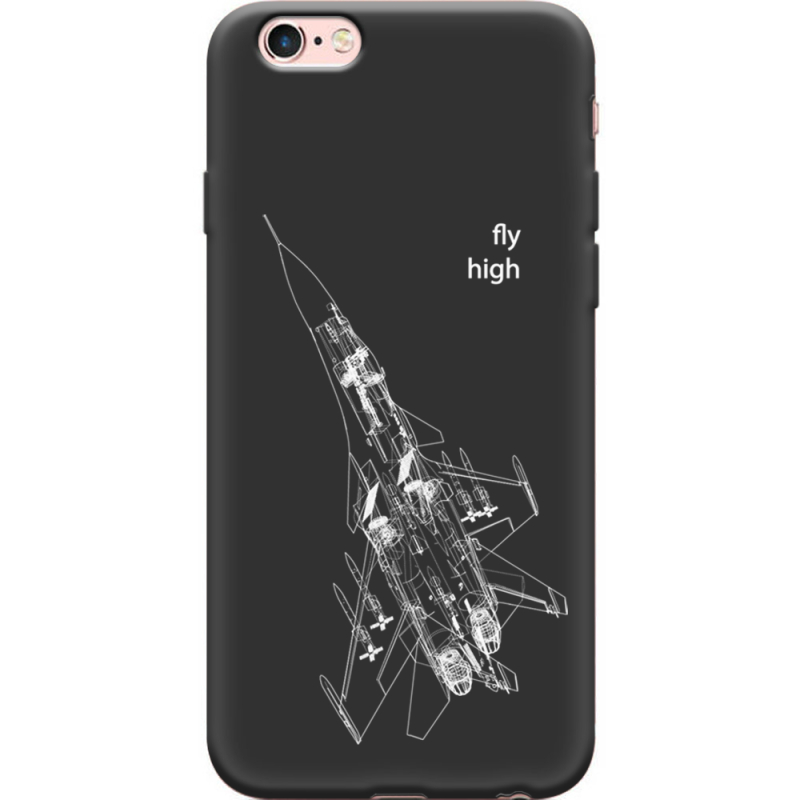Черный чехол Uprint Apple iPhone 6 / 6s Військовий літак