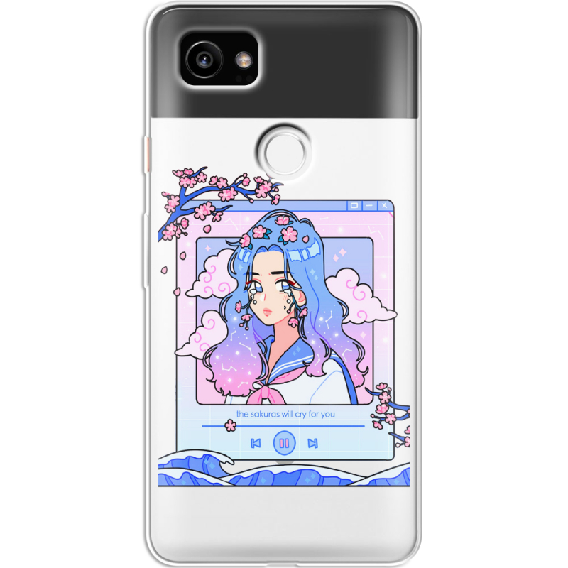 Прозрачный чехол Uprint Google Pixel 2 XL The Sakuras Will Cry For You