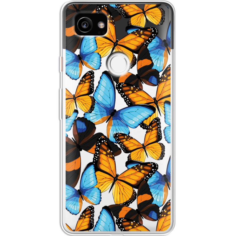 Прозрачный чехол Uprint Google Pixel 2 XL Butterfly Morpho