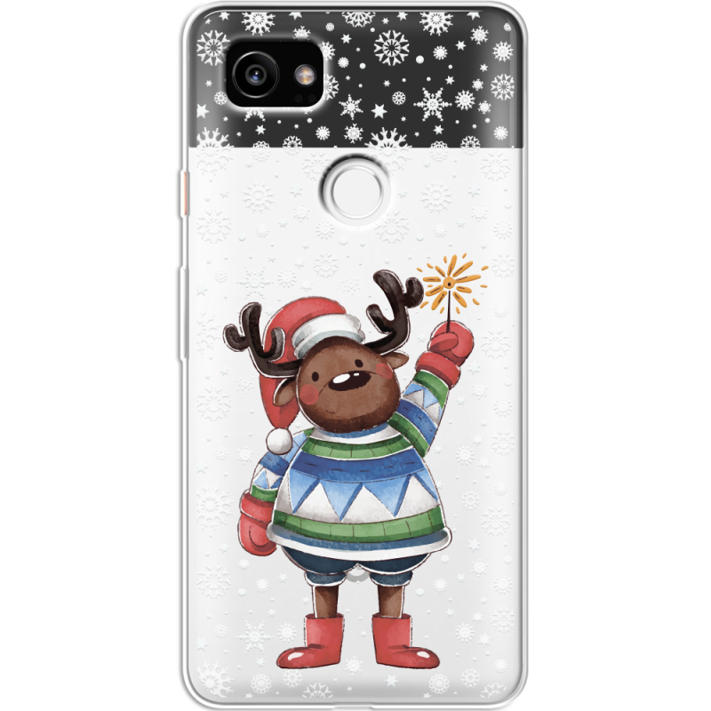 Прозрачный чехол Uprint Google Pixel 2 XL Christmas Deer with Snow