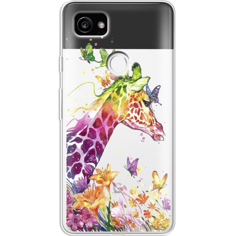 Прозрачный чехол Uprint Google Pixel 2 XL Colorful Giraffe