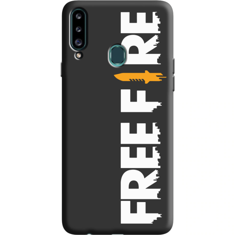 Черный чехол Uprint Samsung A207 Galaxy A20s Free Fire White Logo