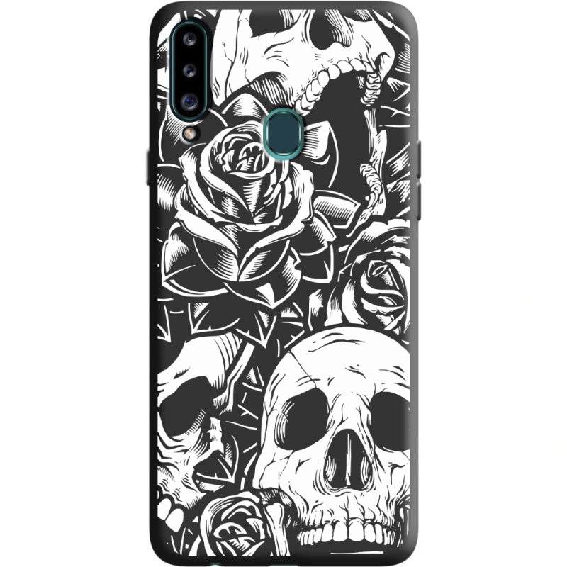 Черный чехол Uprint Samsung A207 Galaxy A20s Skull and Roses