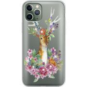 Чехол со стразами Apple iPhone 11 Pro Deer with flowers