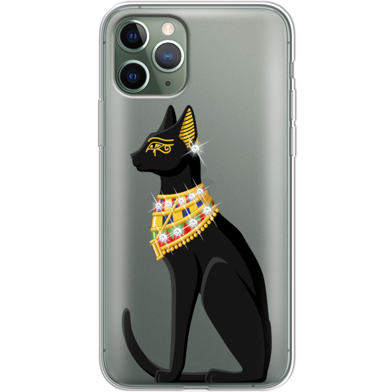 Чехол со стразами Apple iPhone 11 Pro Egipet Cat