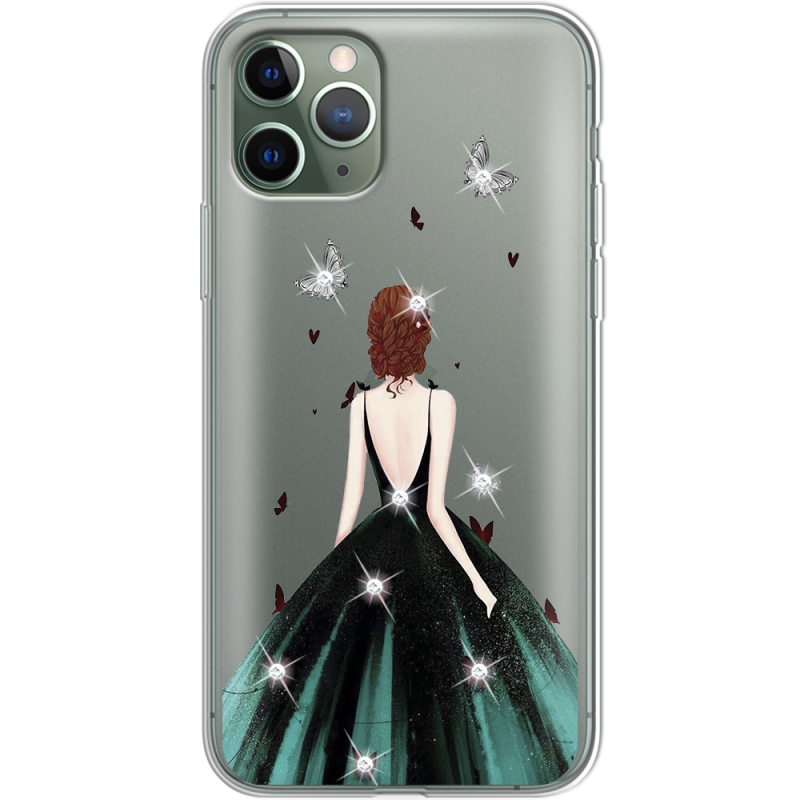 Чехол со стразами Apple iPhone 11 Pro Girl in the green dress
