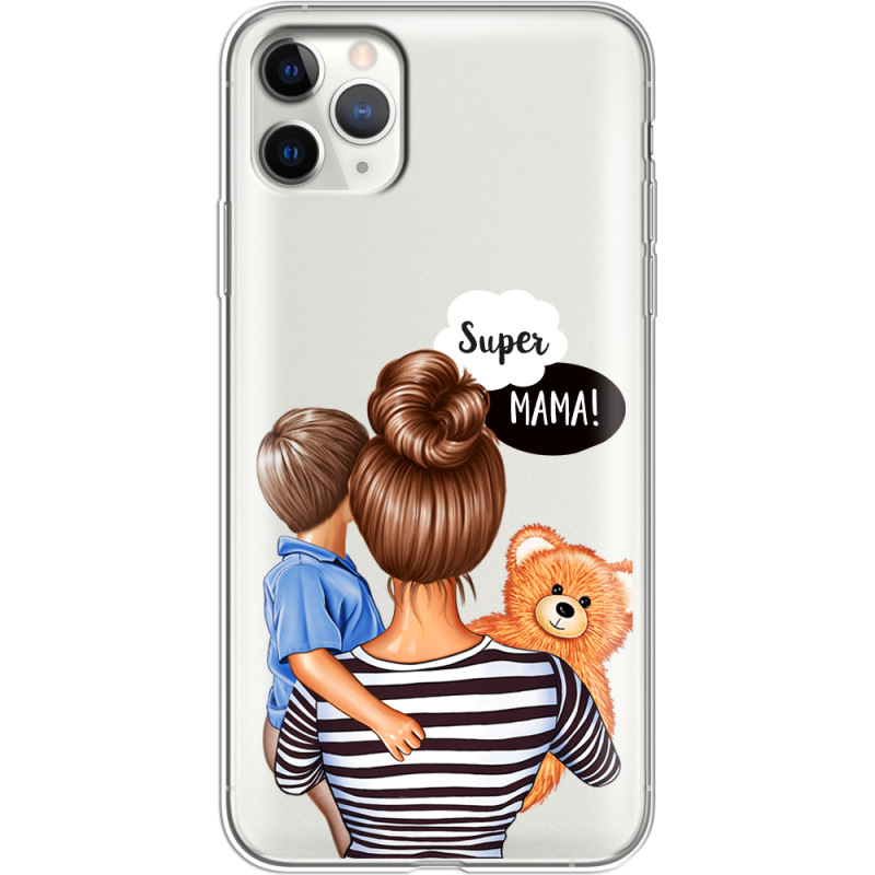 Прозрачный чехол Uprint Apple iPhone 11 Pro Max Super Mama and Son