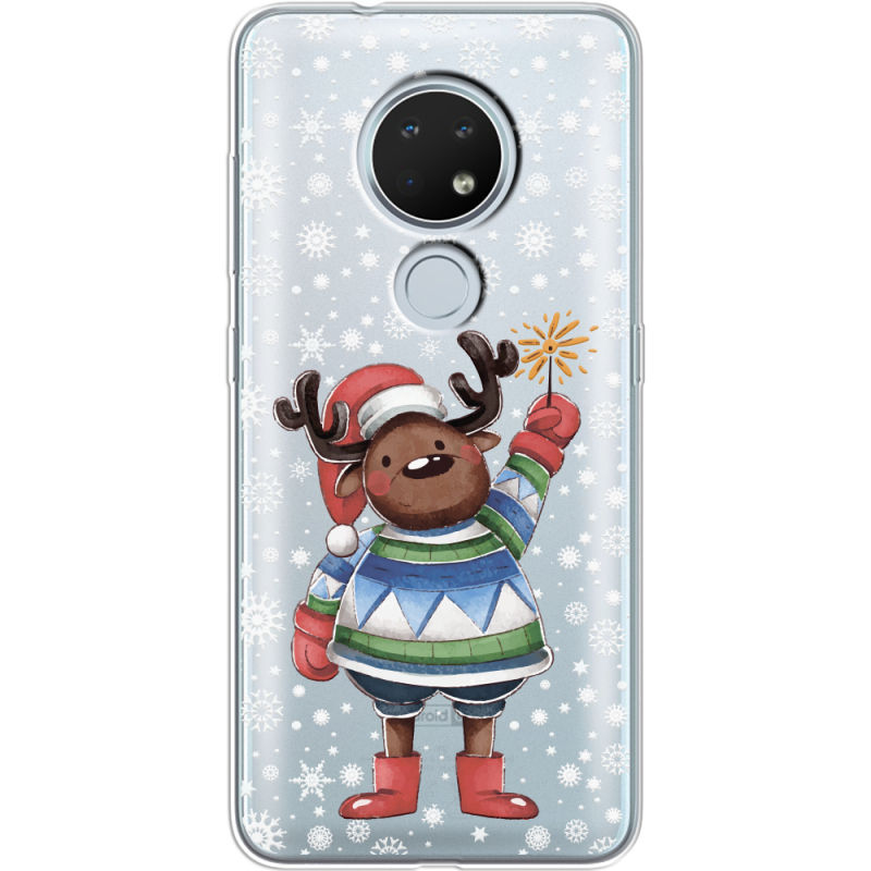 Прозрачный чехол Uprint Nokia 7.2 Christmas Deer with Snow