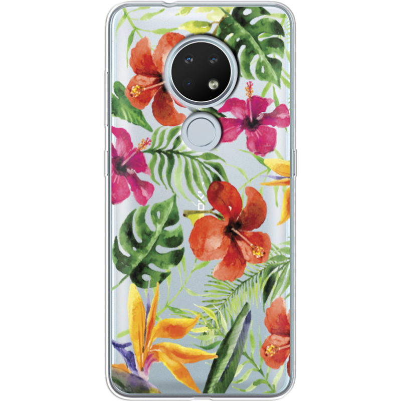 Прозрачный чехол Uprint Nokia 7.2 Tropical Flowers