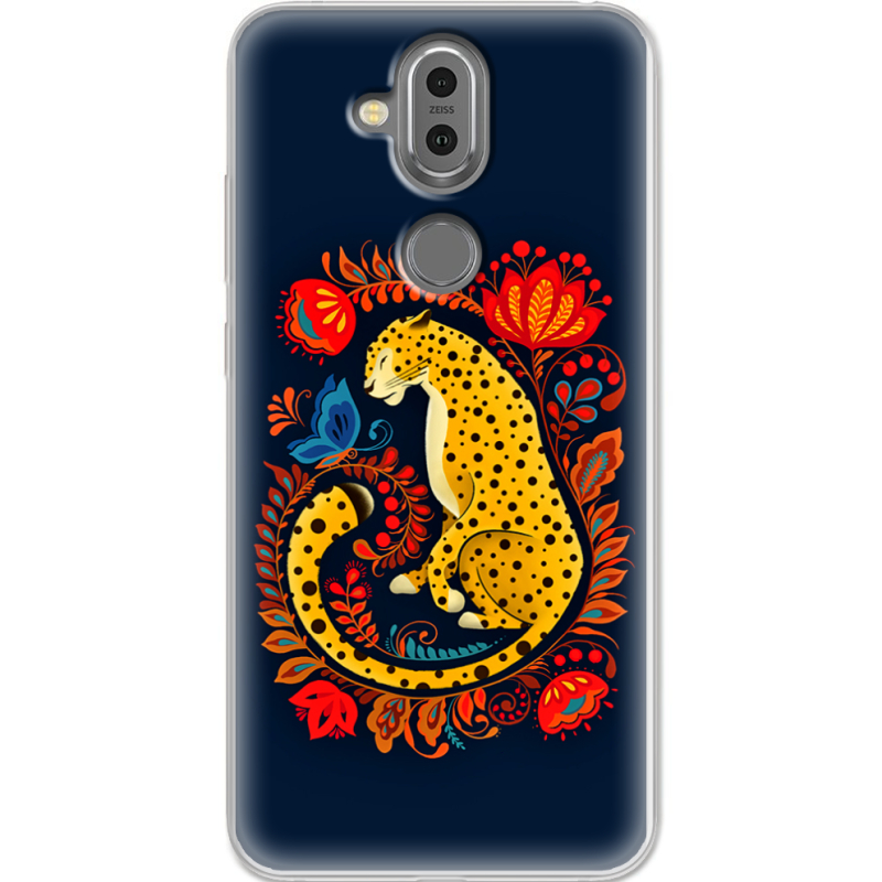 Чехол Uprint Nokia 8.1 Petrykivka Leopard