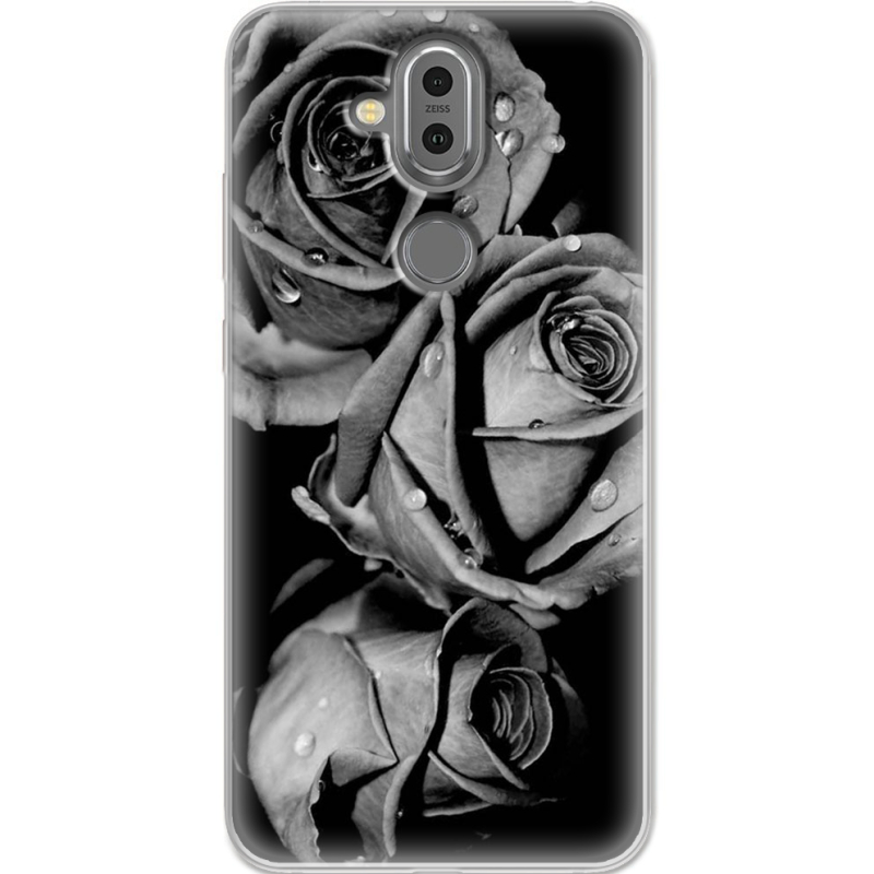 Чехол Uprint Nokia 8.1 Black and White Roses