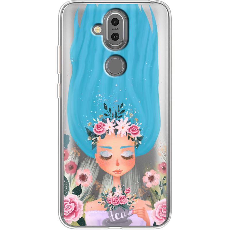 Прозрачный чехол Uprint Nokia 8.1 Blue Hair