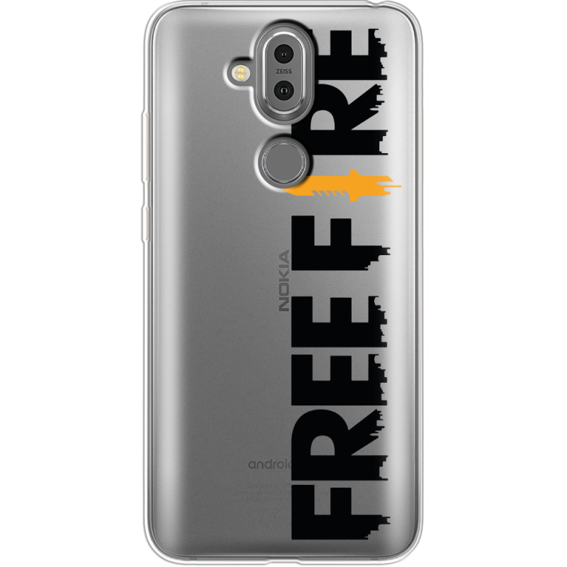 Прозрачный чехол Uprint Nokia 8.1 Free Fire Black Logo