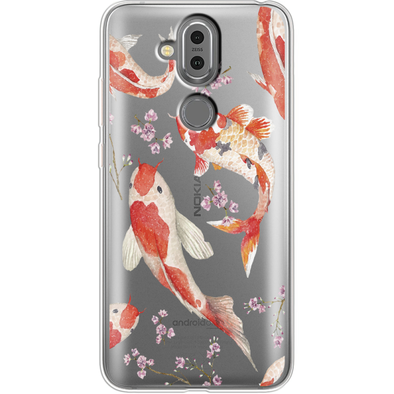 Прозрачный чехол Uprint Nokia 8.1 Japanese Koi Fish