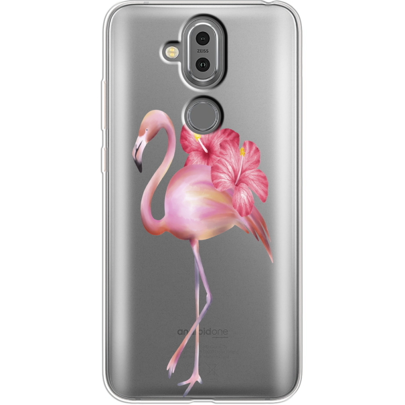 Прозрачный чехол Uprint Nokia 8.1 Floral Flamingo