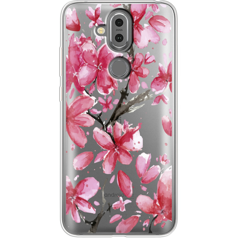 Прозрачный чехол Uprint Nokia 8.1 Pink Magnolia