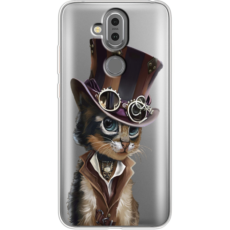 Прозрачный чехол Uprint Nokia 8.1 Steampunk Cat