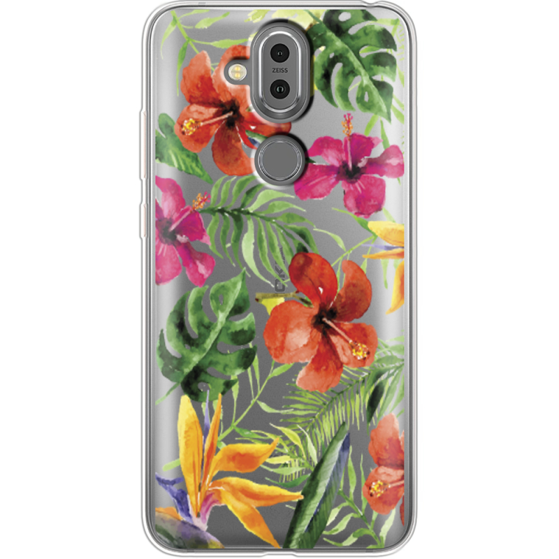 Прозрачный чехол Uprint Nokia 8.1 Tropical Flowers