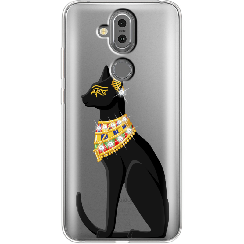 Чехол со стразами Nokia 8.1 Egipet Cat