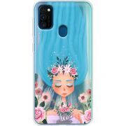 Прозрачный чехол Uprint Samsung M307 Galaxy M30s Blue Hair