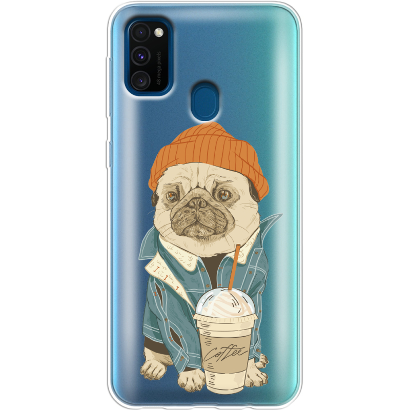 Прозрачный чехол Uprint Samsung M307 Galaxy M30s Dog Coffeeman