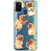 Прозрачный чехол Uprint Samsung M307 Galaxy M30s с 3D-глазками Pug