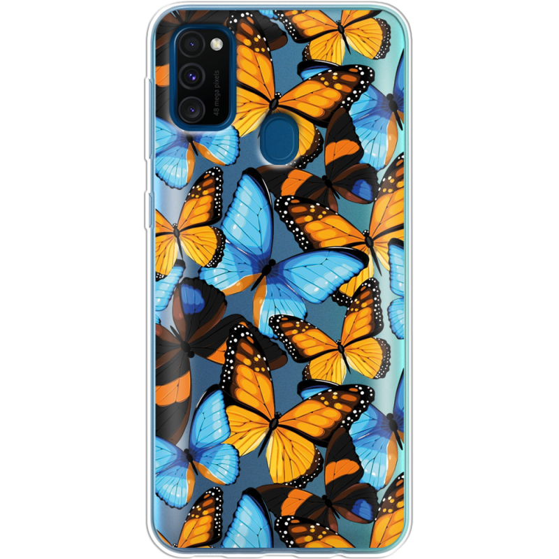 Прозрачный чехол Uprint Samsung M307 Galaxy M30s Butterfly Morpho