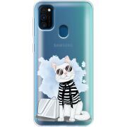 Прозрачный чехол Uprint Samsung M307 Galaxy M30s Cat Style