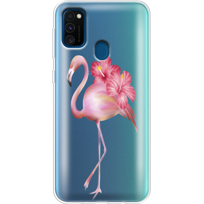 Прозрачный чехол Uprint Samsung M307 Galaxy M30s Floral Flamingo