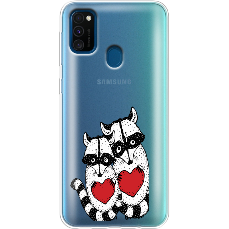 Прозрачный чехол Uprint Samsung M307 Galaxy M30s Raccoons in love