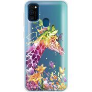 Прозрачный чехол Uprint Samsung M307 Galaxy M30s Colorful Giraffe