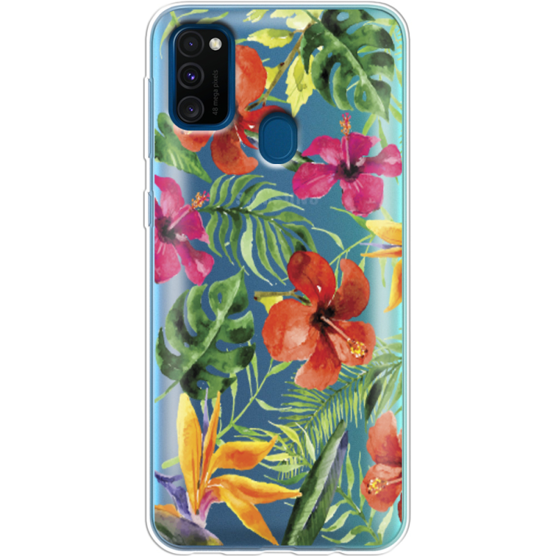 Прозрачный чехол Uprint Samsung M307 Galaxy M30s Tropical Flowers