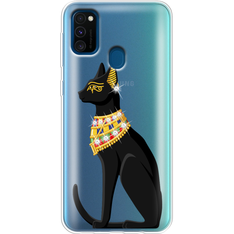 Чехол со стразами Samsung M307 Galaxy M30s Egipet Cat